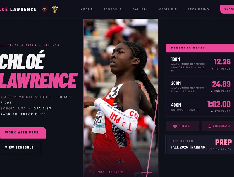 Chloé Lawrence student-athlete recruiting site
